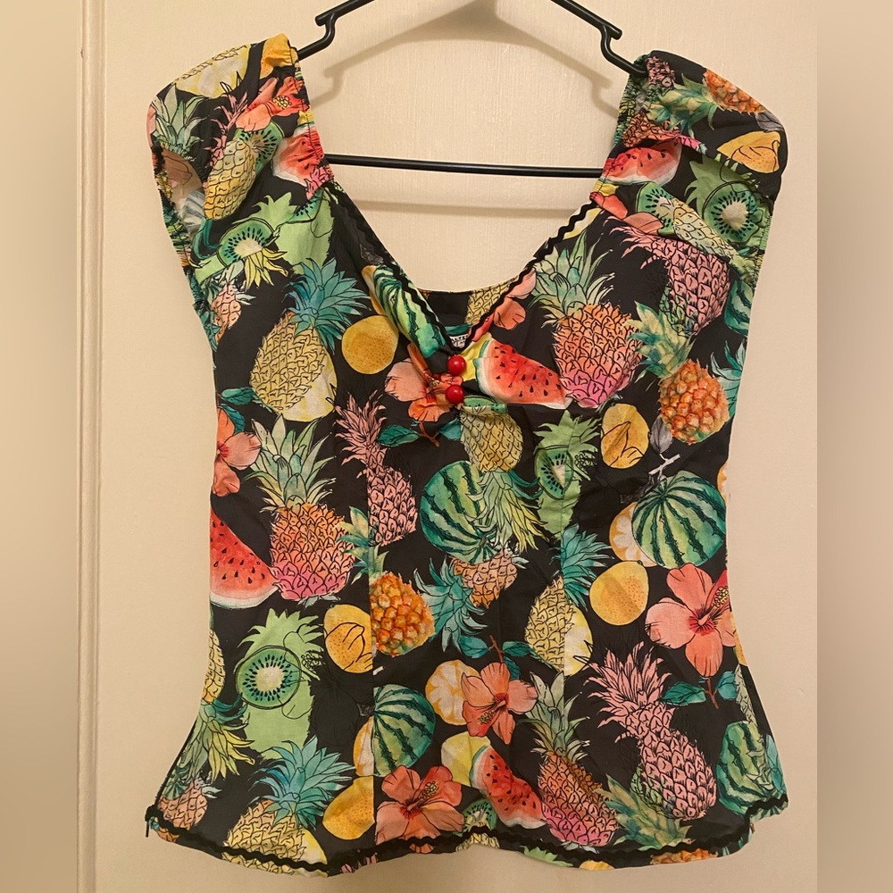 Vintage Fruit and Floral Top